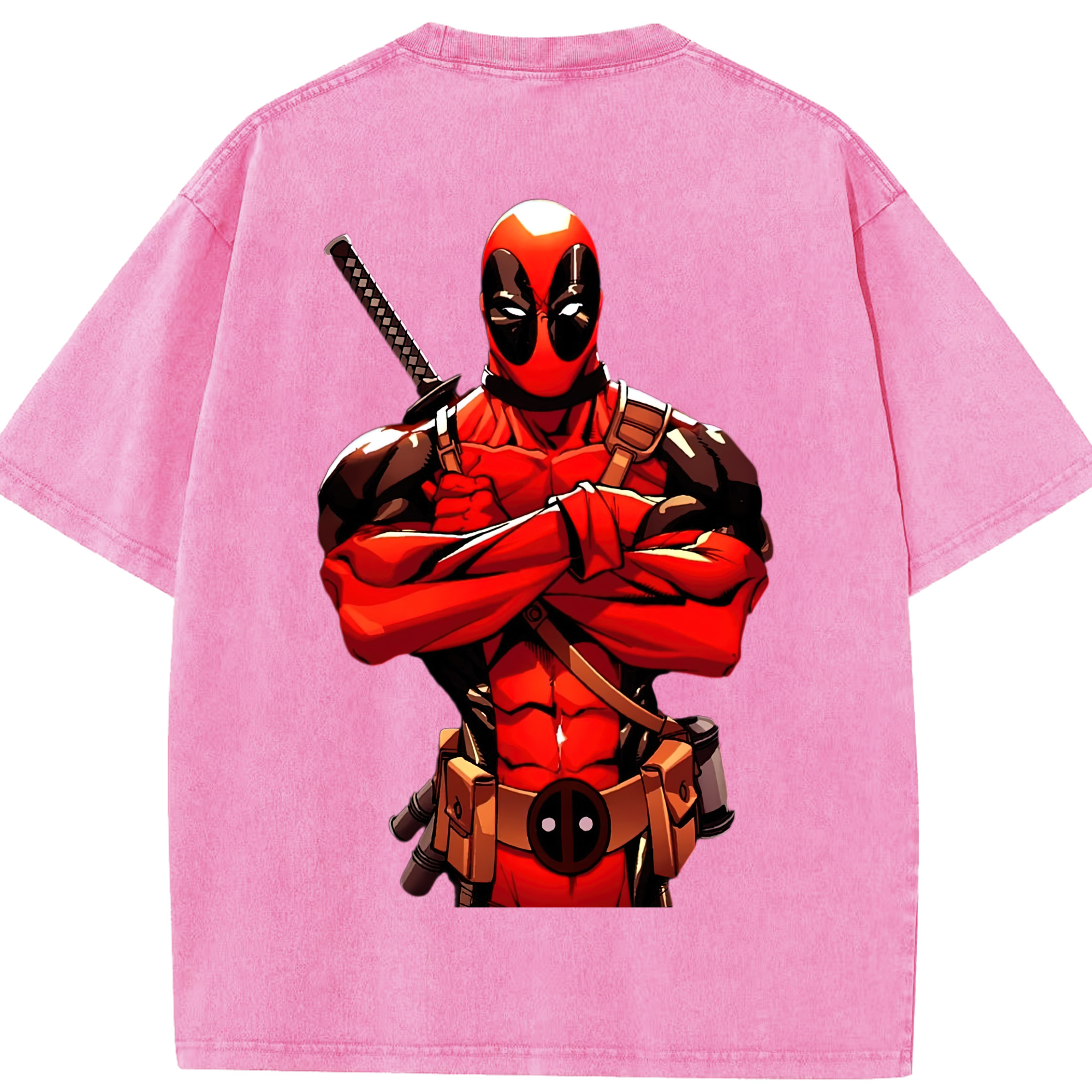 （画像用） Deadpool デッドプール 綿100% ヴィンテージ風 半袖Tシャツ（背面プリント）
